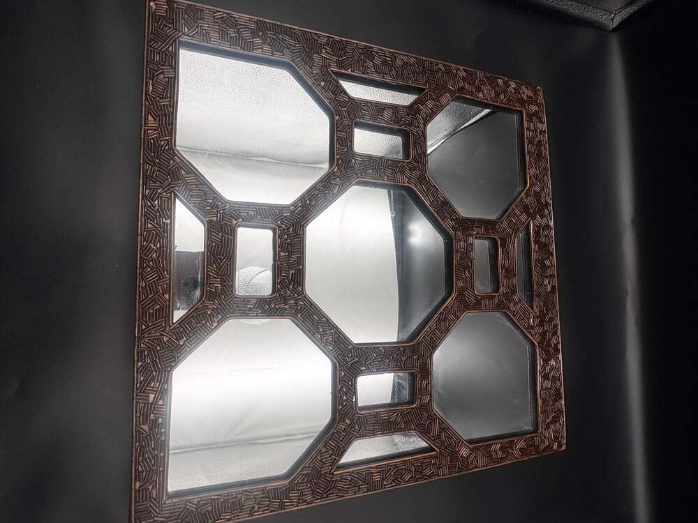 Pier 1 Imports Square Wall Mirror with Bronze Beaded Lattice Frame